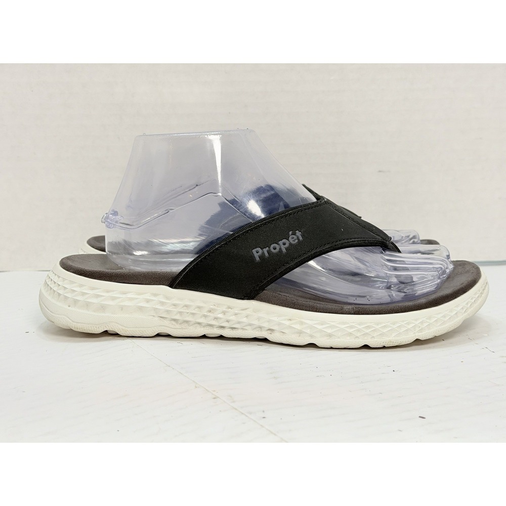 Propet TravelActiv FT Black Comfort Slides Women's 8.5 Wide WST001P Sandals